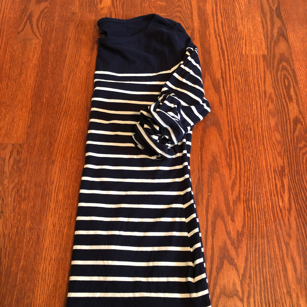 navy and white boat neck tee